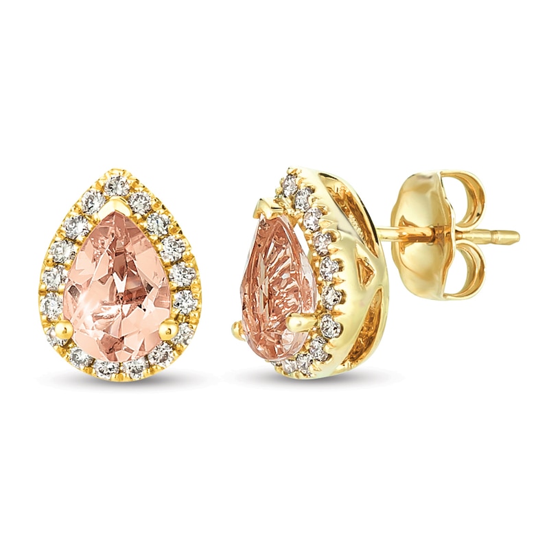 Le Vian Morganite & Diamond Earrings 1/4 ct tw Honey Gold Plated