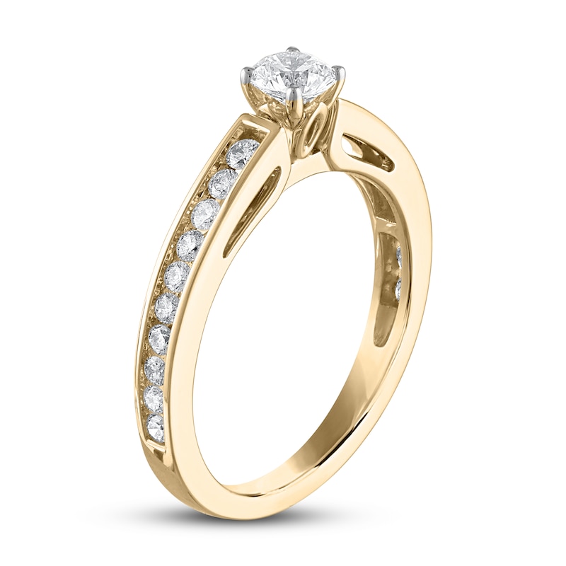 Diamond Engagement Ring 5/8 ct tw Round-cut Yellow Gold Plated