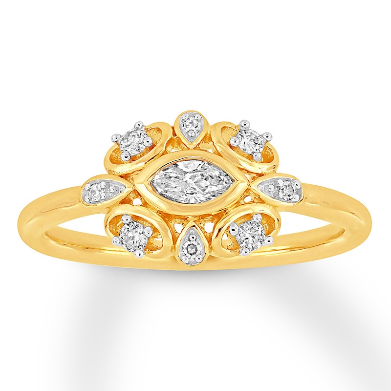 Diamond Fashion Ring 1/4 Carat tw Yellow Gold Plated