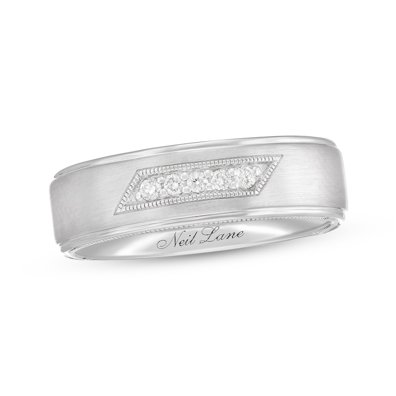 Neil Lane Men's Diamond Wedding Band 1/10 ct tw White Gold Plated