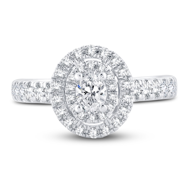 Diamond Engagement Ring 1 ct tw Oval & Round-cut White Gold Plated