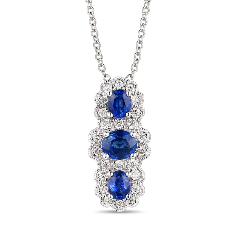 Le Vian Sapphire Necklace 1/5 ct tw Diamonds Vanilla Gold Plated 18"