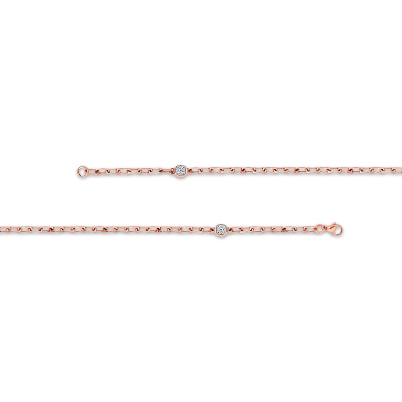 Diamond Station Paperclip Chain Necklace 5/8 ct tw Rose Gold Plated 36"