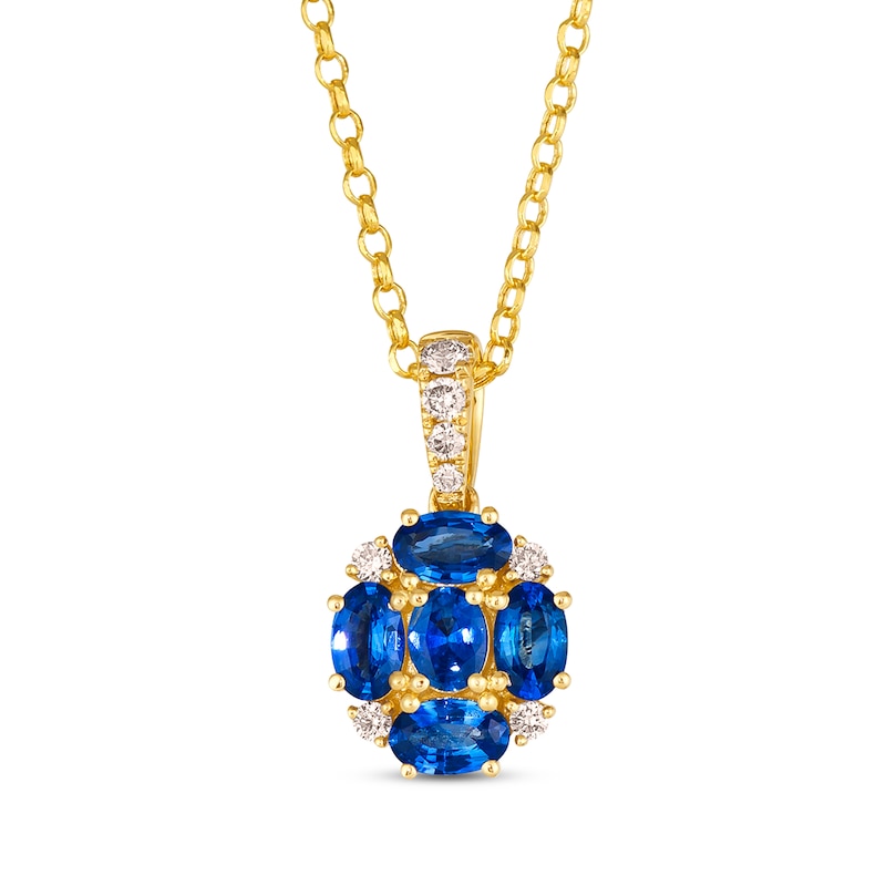 Le Vian Sapphire Necklace 1/6 ct tw Diamonds Honey Gold Plated 19"