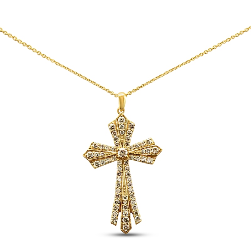 Le Vian Cross Necklace 1-3/8 ct tw Diamonds Honey Gold Plated 18"