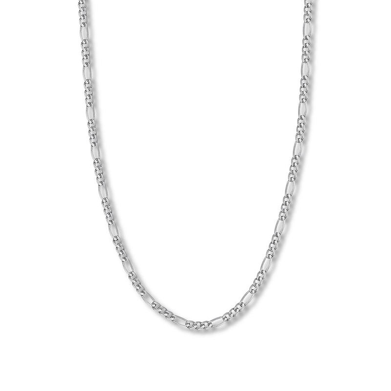 24" Solid Figaro Link Chain White Gold Plated Appx. 4.7mm