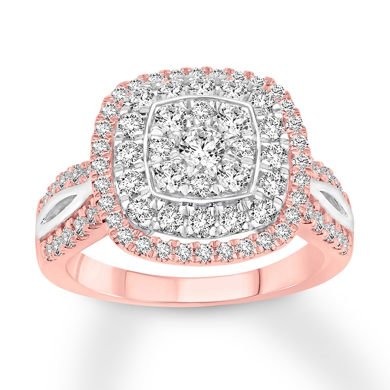 Diamond Engagement Ring 1-1/3 ct tw Round-cut Two-Tone Gold Plated