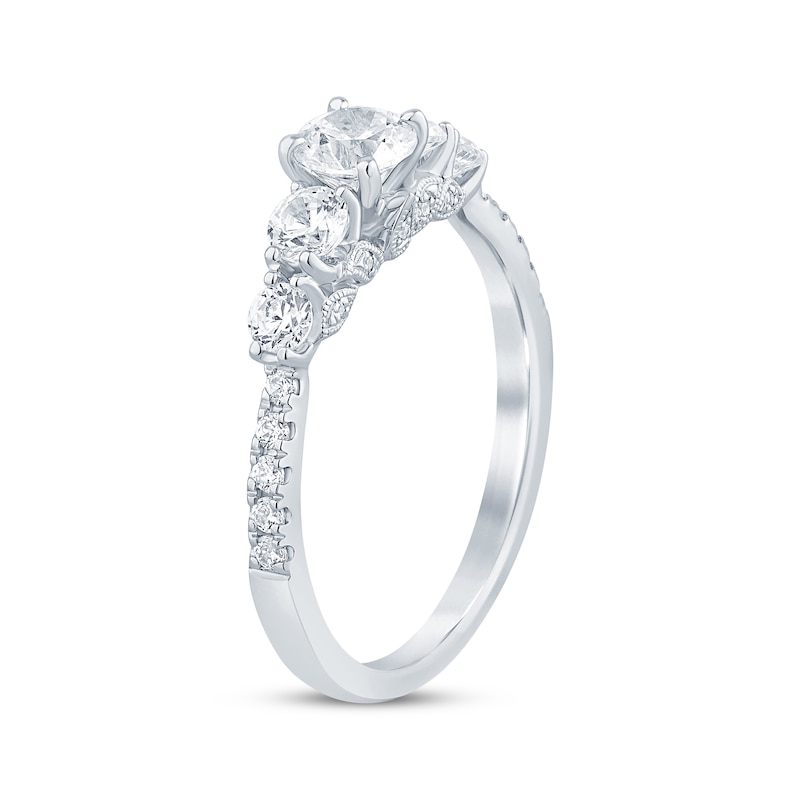 Diamond Five-Stone Engagement Ring 1 ct t w White Gold Plated
