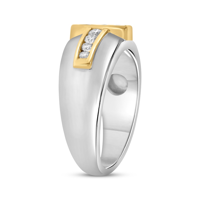 Men’s Diamond Crisscross Wedding Band 3/4 ct tw Two-Tone Gold Plated