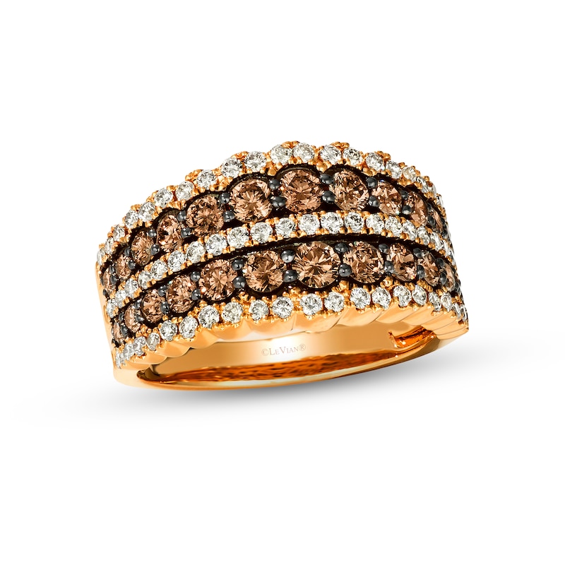 Le Vian Chocolate Waterfall Diamond Ring 1-5/8 ct tw Strawberry Gold Plated