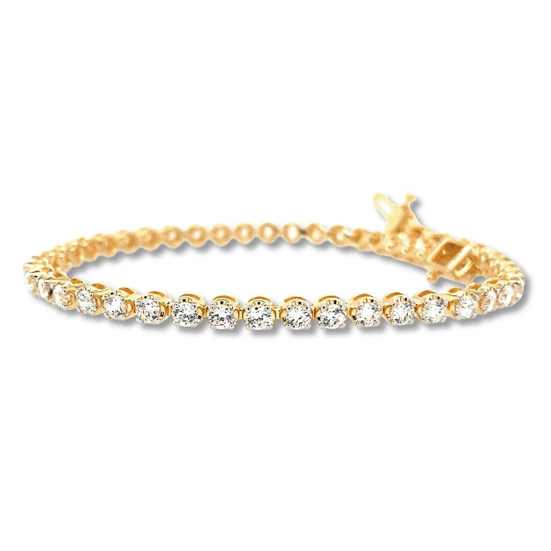 Diamond Tennis Bracelet 3 ct tw Round-cut Yellow Gold Plated 7"