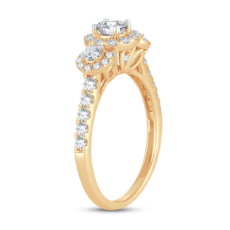 3-Stone Diamond Engagement Ring 1 ct tw Round-cut Yellow Gold Plated