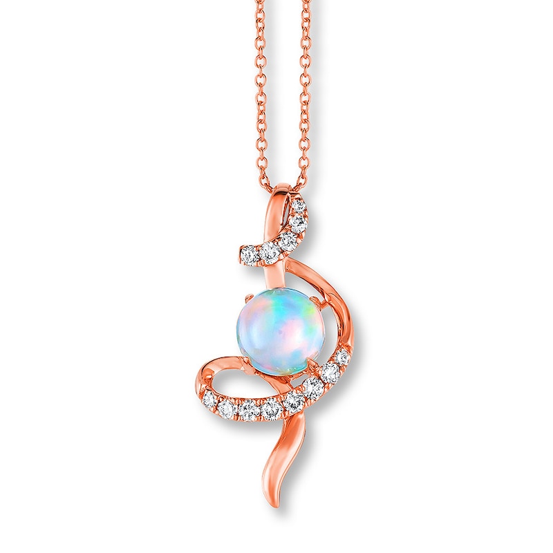 Le Vian Opal and 1/5 ct tw Diamond Necklace in Strawberry Gold Plated