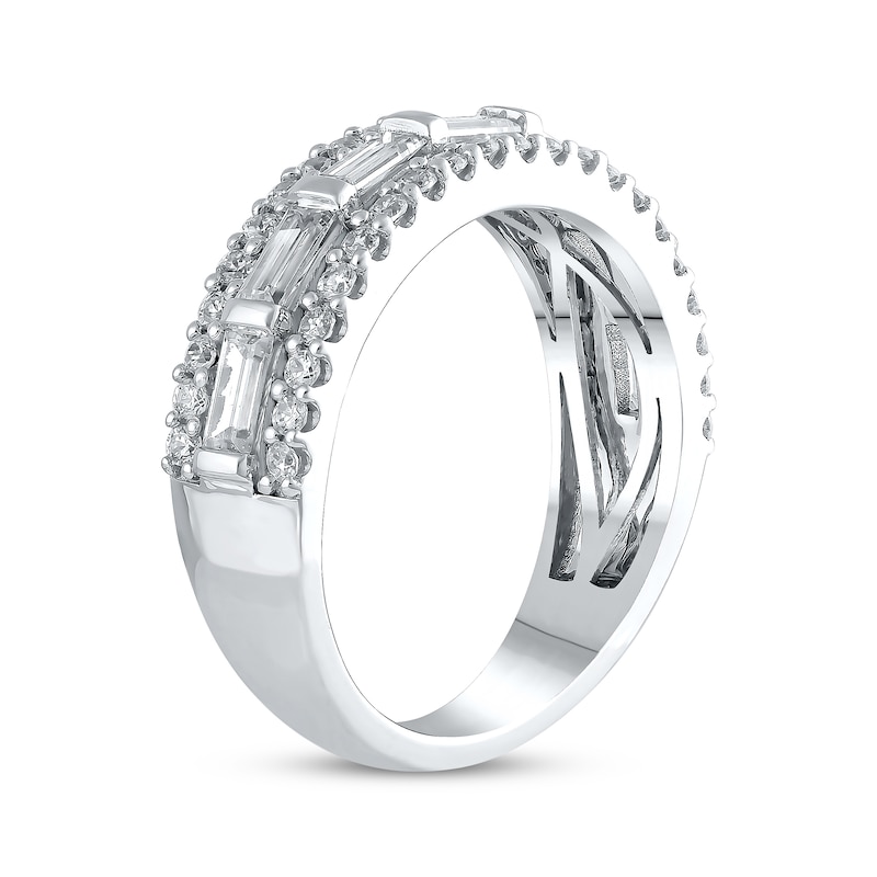 Lab-Created Diamonds by Baguette & Round-Cut Anniversary Band 1 ct tw White Gold Plated