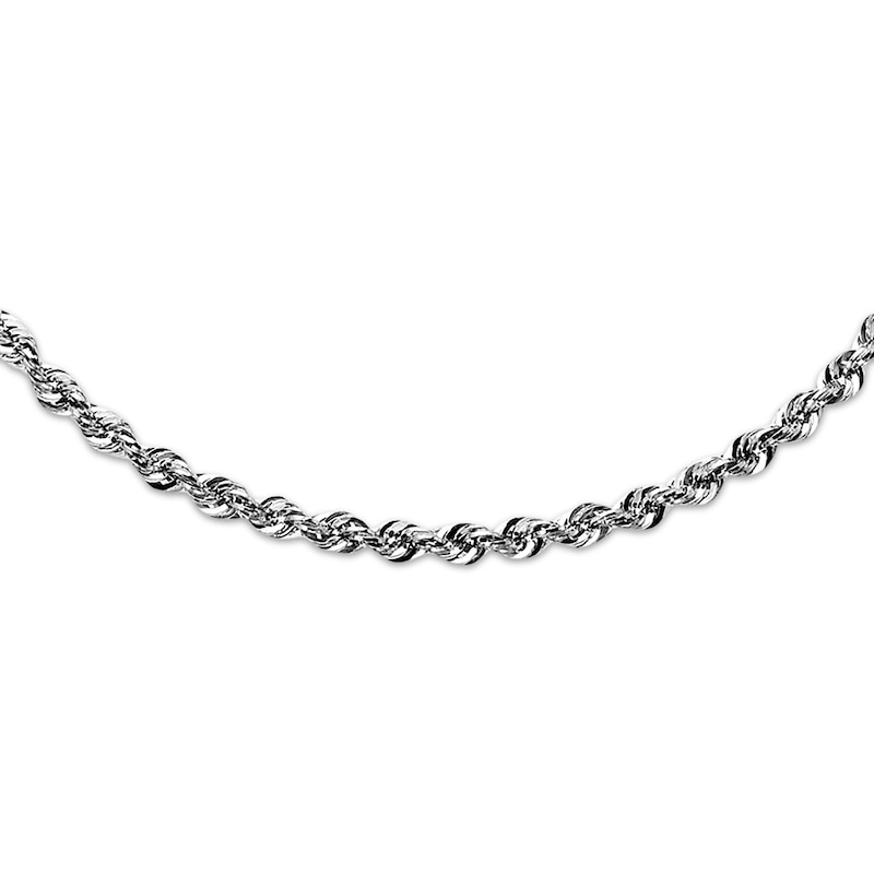 Semi-Solid Rope Necklace White Gold Plated 30"