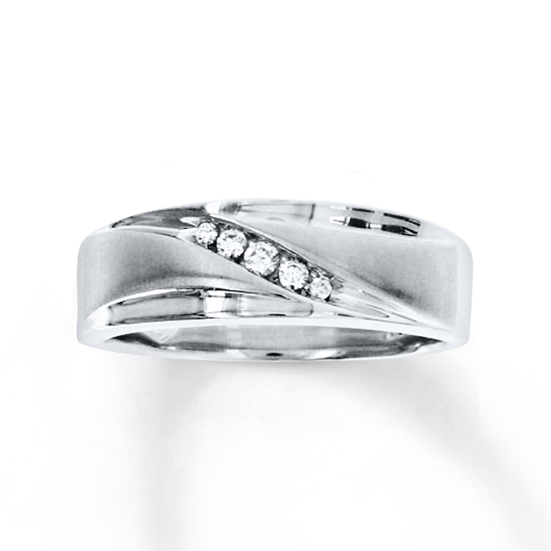 Diamond Ring 1/10 ct tw Round-cut White Gold Plated