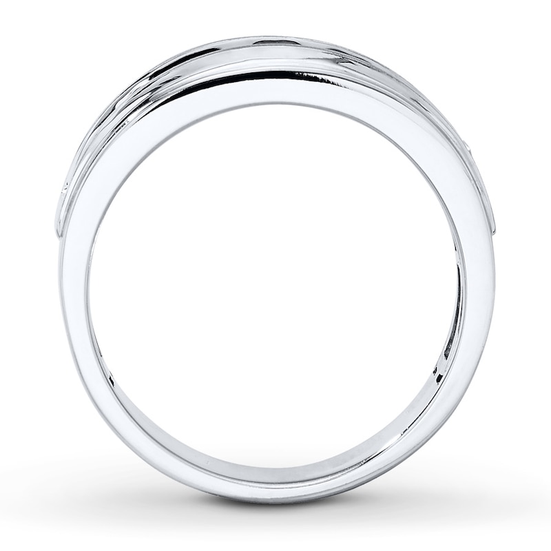 Men's Wedding Band 1 ct tw Diamonds White Gold Plated