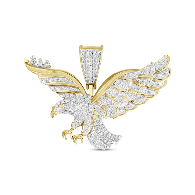 Men's Diamond Flying Eagle Charm 1/2 ct tw Yellow Gold Plated