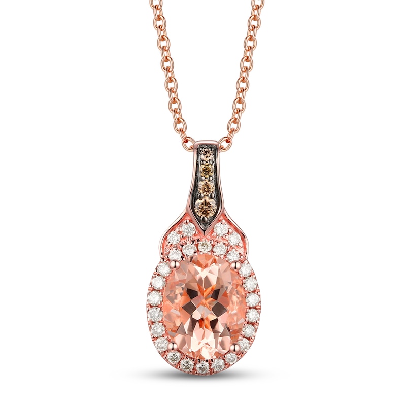 Le Vian Morganite Necklace 1/4 ct tw Diamonds Strawberry Gold Plated 18"