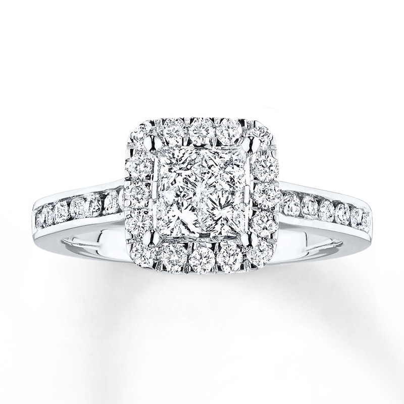 Ring 7/8 ct tw Diamonds White Gold Plated