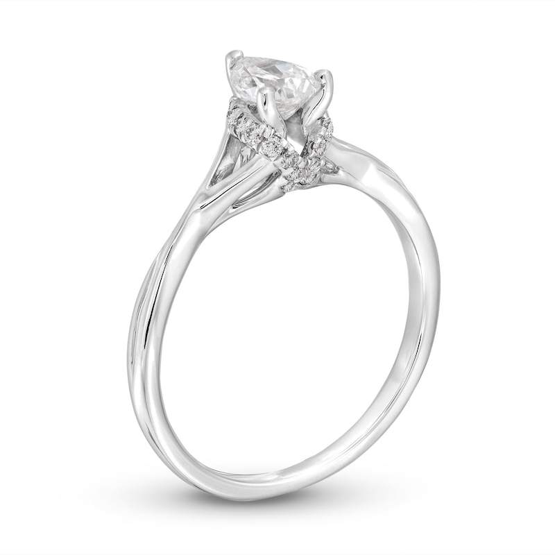 Diamond Solitaire Engagement Ring 5/8 ct tw Pear-Shaped White Gold Plated