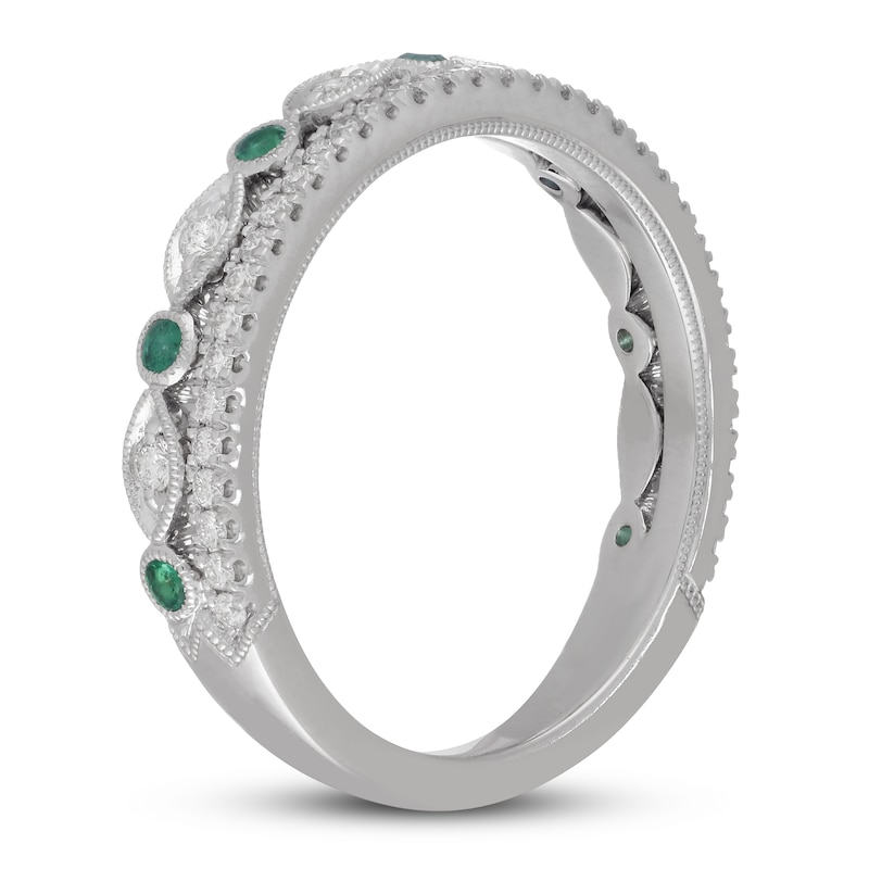 Neil Lane Diamond & Emerald Anniversary Ring 1/4 ct tw White Gold Plated