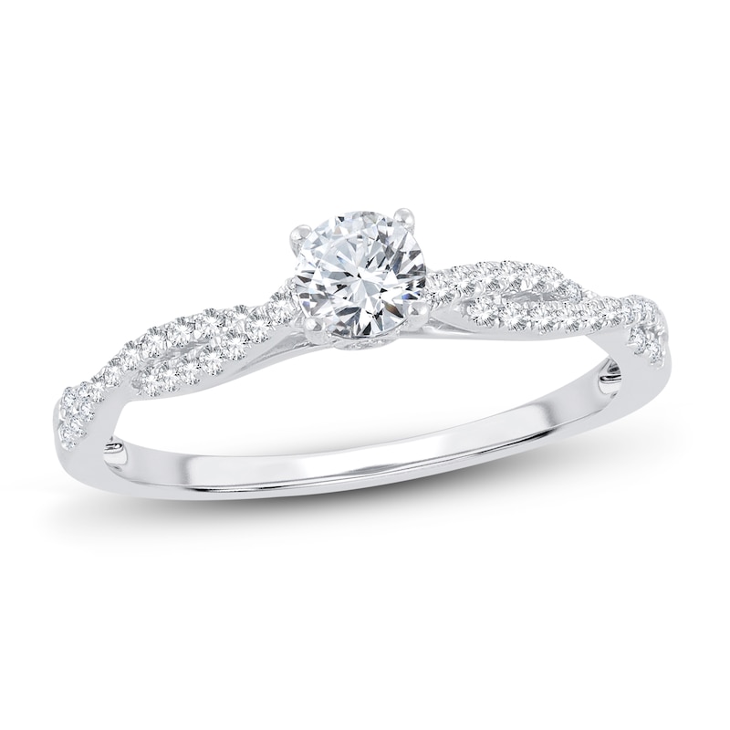 Diamond Engagement Ring 1/2 ct tw Round-cut White Gold Plated