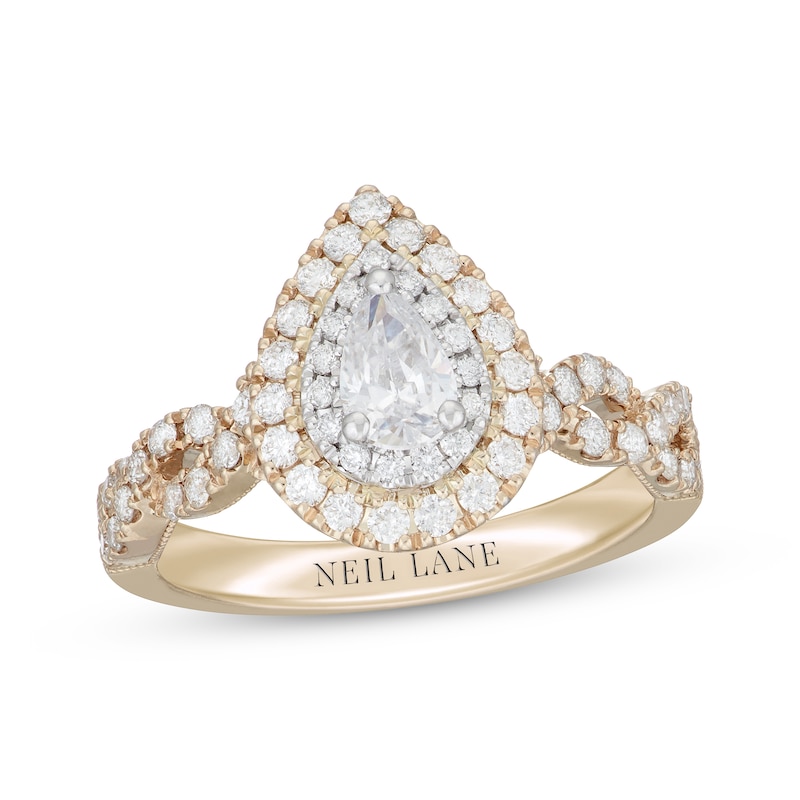 Neil Lane Diamond Engagement Ring 1 ct tw Pear & Round-cut Two-Tone Gold Plated