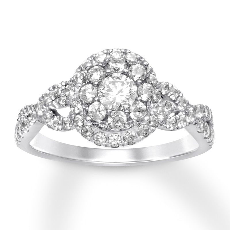 Diamond Engagement Ring 1 ct tw Round-cut White Gold Plated