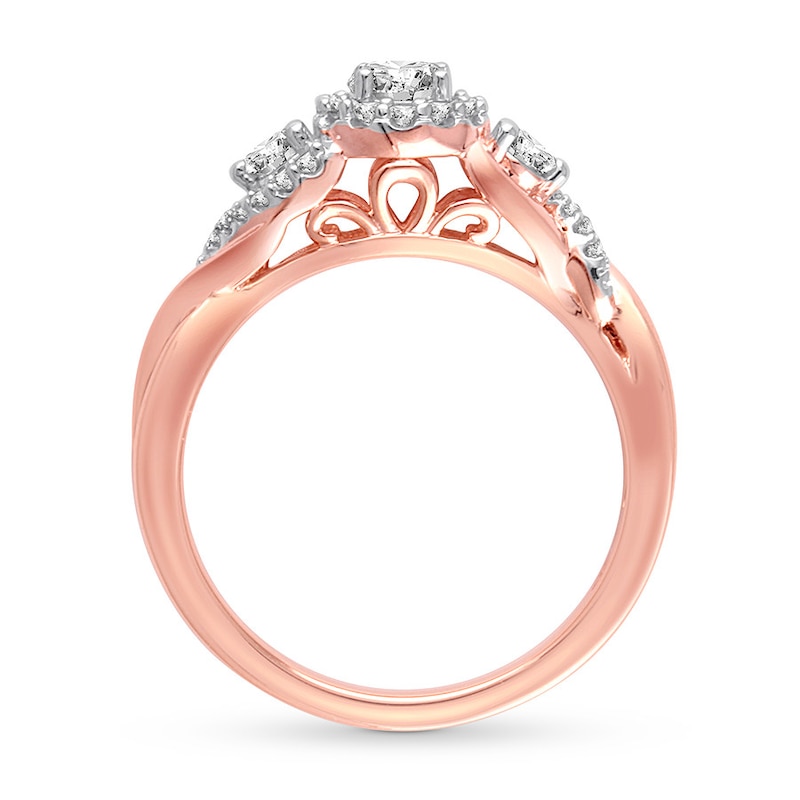 Diamond Engagement Ring 1/2 ct tw Round-cut Rose Gold Plated