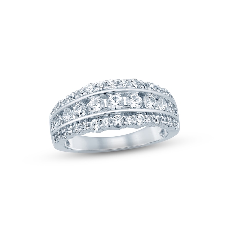 Diamond Anniversary Ring 1-1/2 ct tw Round-cut White Gold Plated