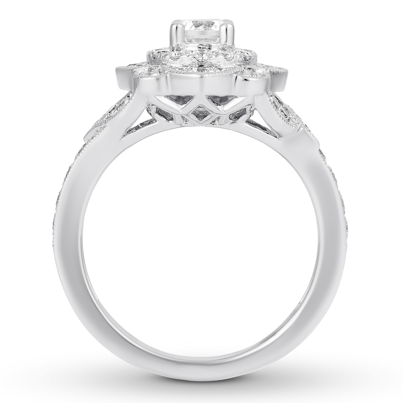 Diamond Engagement Ring 1 ct tw Round-cut White Gold Plated