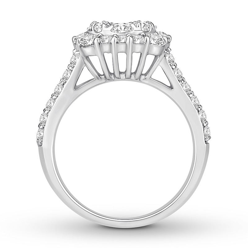 Diamond Engagement Ring 2 ct tw Round-cut White Gold Plated