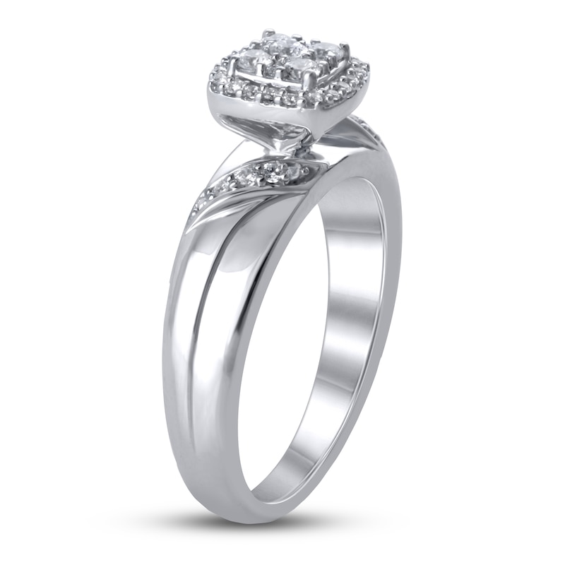 Diamond Engagement Ring 1/4 ct tw White Gold Plated