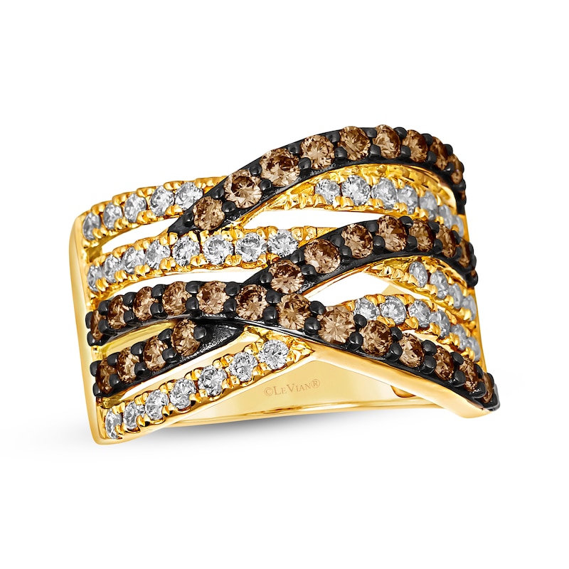 Le Vian Chocolate Diamond Crossover Ring 1 5/8 ct tw Honey Gold Plated