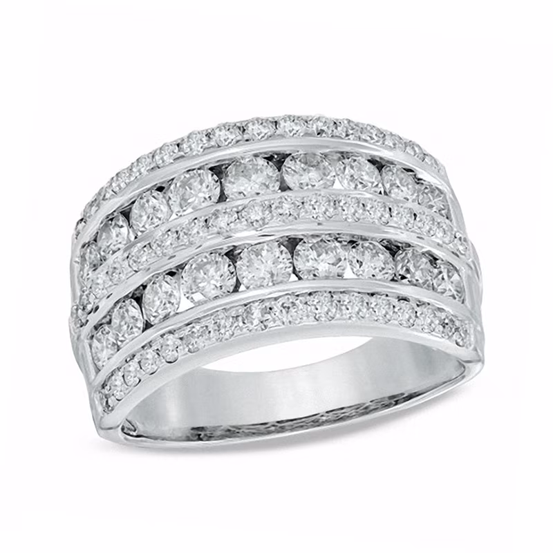 2 CT. T.W. Diamond Multi-Row Band in 14K White Gold
