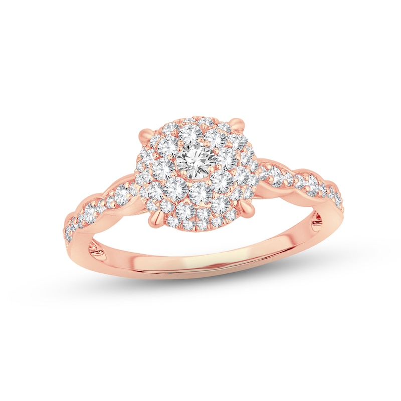 Diamond Engagement Ring 5/8 ct tw Round-cut Rose Gold Plated