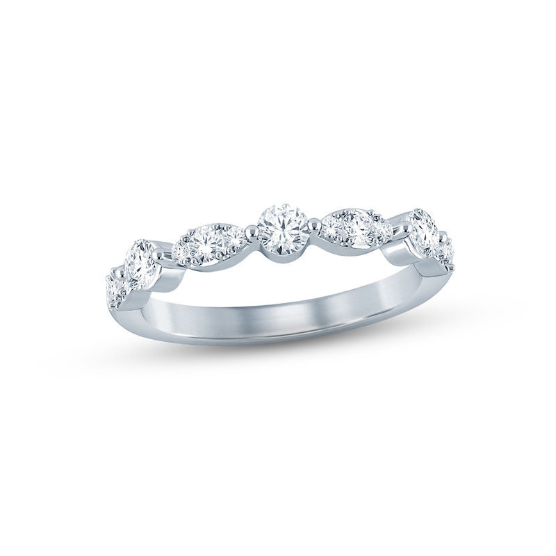Diamond Anniversary Ring 1/2 ct tw Round-cut White Gold Plated