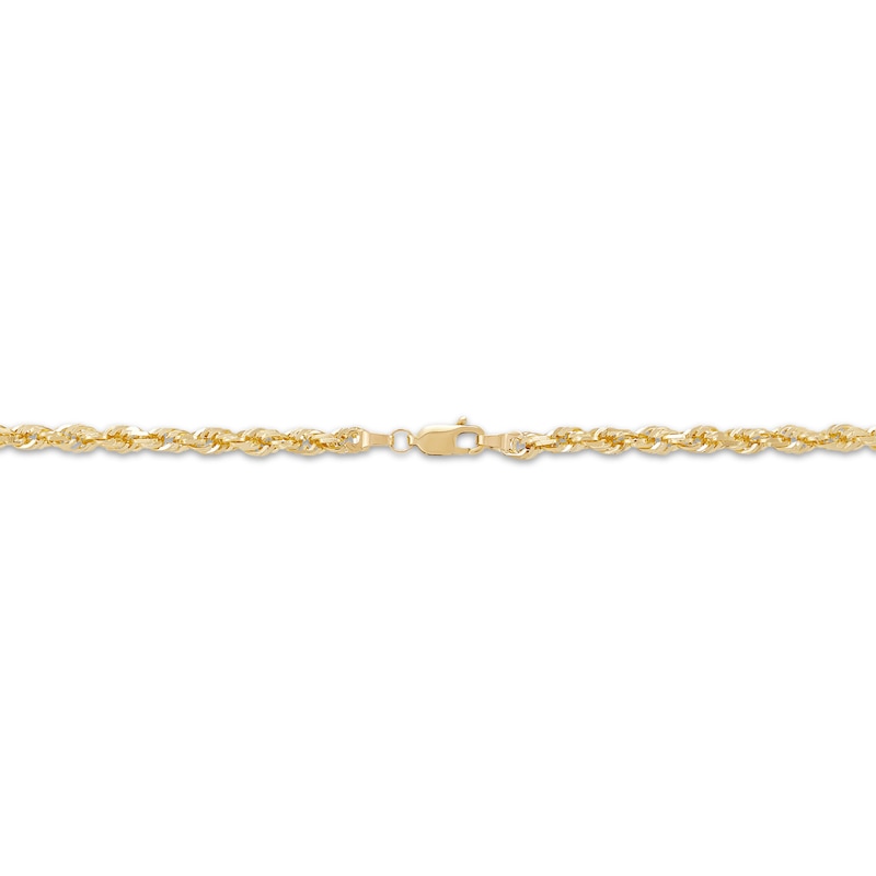Solid Glitter Rope Chain Necklace 3.8mm Yellow Gold Plated 22"