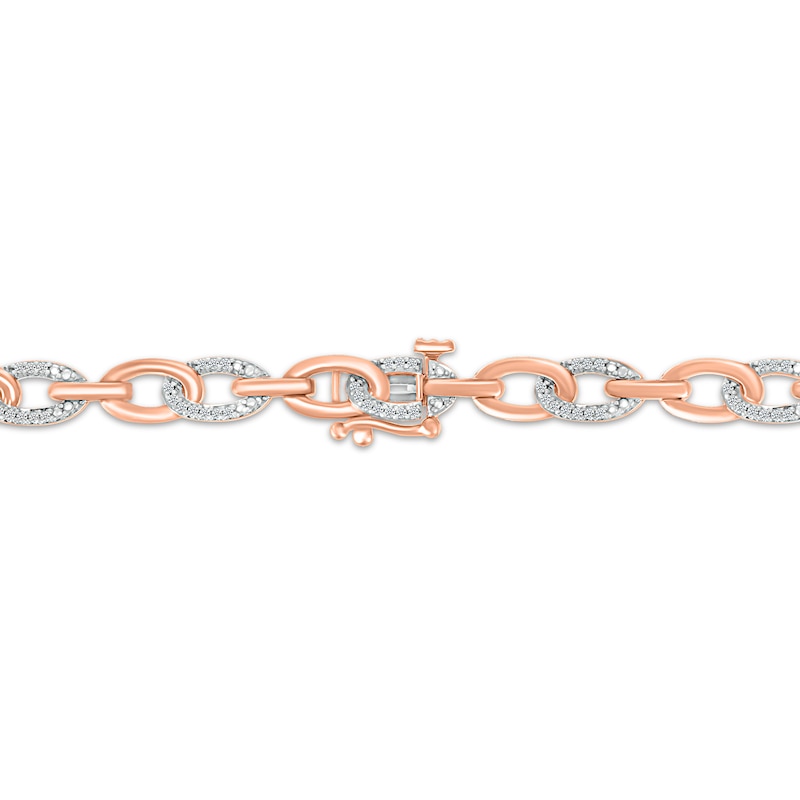 Diamond Link Bracelet 1/3 ct tw Rose Gold Plated 7.25"
