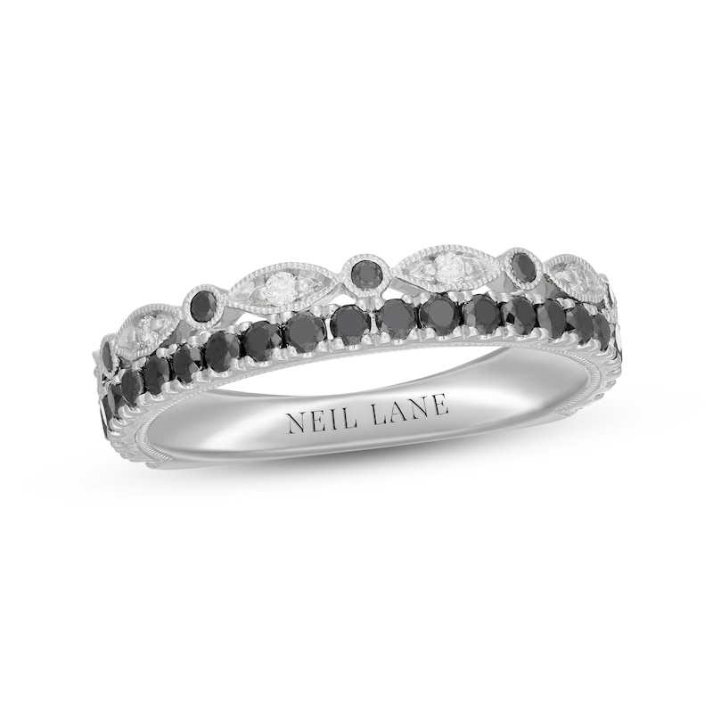 Neil Lane Black & White Diamond Anniversary Band 5/8 ct tw Round-cut White Gold Plated