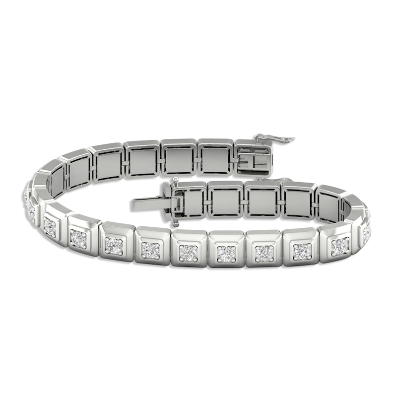 Men's Lab-Created Diamonds by Link Bracelet 5 ct tw Round-cut White Gold Plated 8.5"