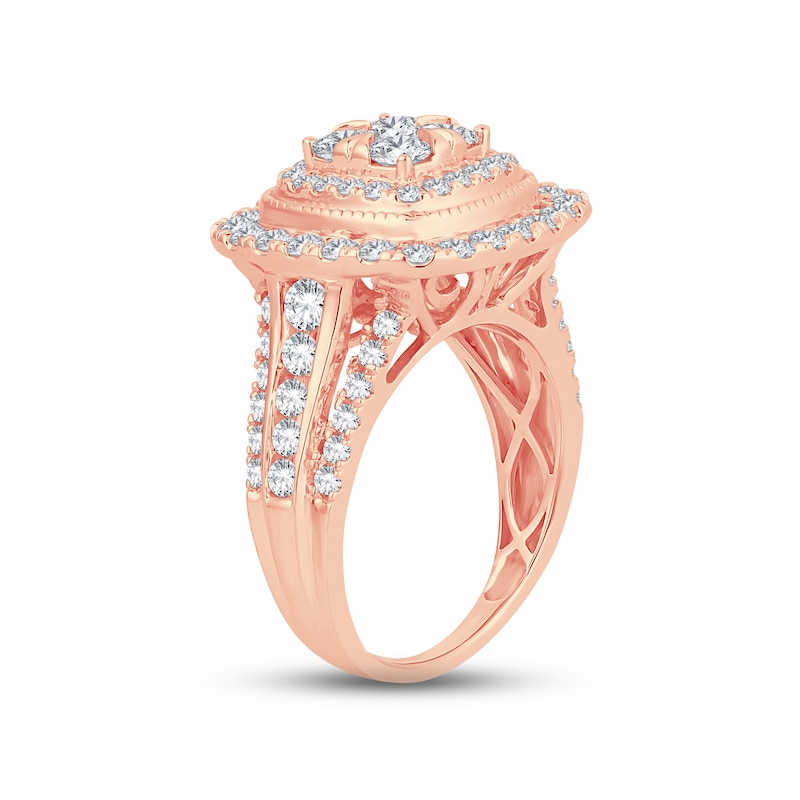 Diamond Engagement Ring 2 ct tw Round-Cut Rose Gold Plated