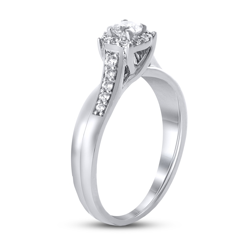 Diamond Engagment Ring 1/3 ct tw White Gold Plated