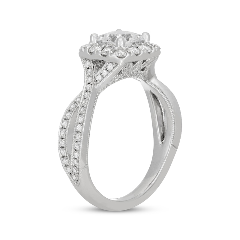 Neil Lane Princess-Cut Diamond Cushion Frame Engagement Ring 1-5/8 ct tw White Gold Plated