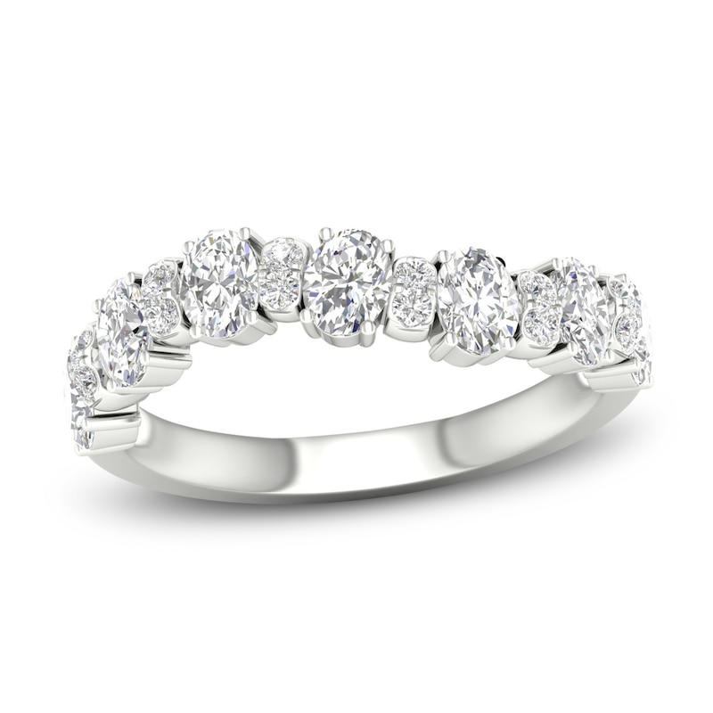 Diamond Wave Ring 1-1/4 ct tw Oval & Round-cut White Gold Plated