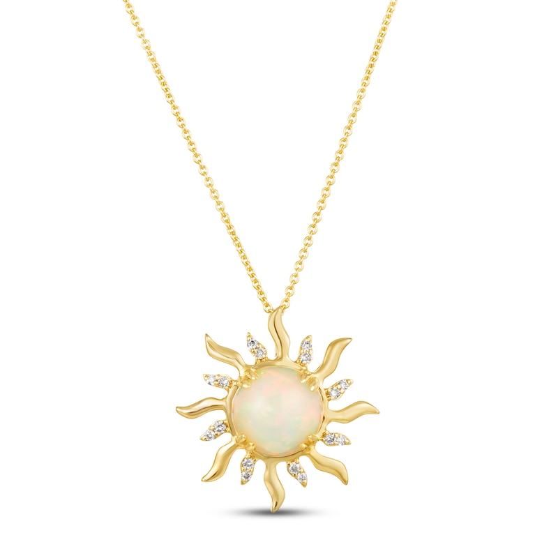 Le Vian Opal Sun Necklace 1/15 ct tw Diamonds Honey Gold Plated 18"