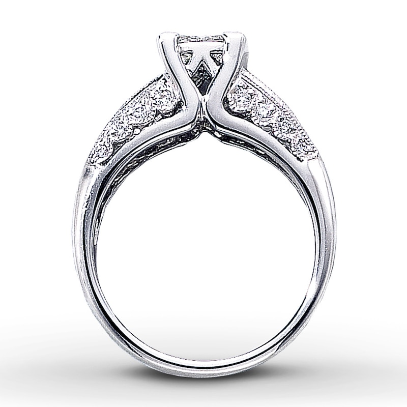 Engagmenet Ring 1 ct tw Princess & Round-cut Diamonds White Gold Plated