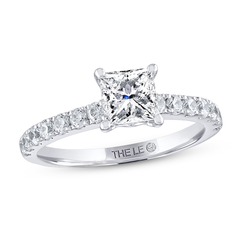 THE LEO Diamond Engagement Ring 1-3/8 ct tw Princess & Round-cut White Gold Plated