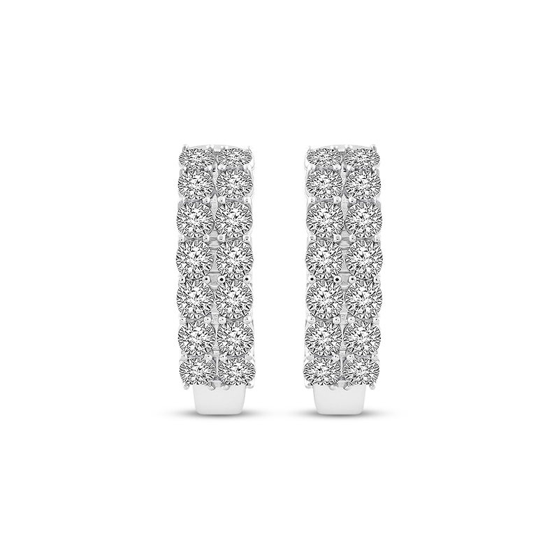 Diamond Hoop Earrings 1 ct tw Round-cut White Gold Plated